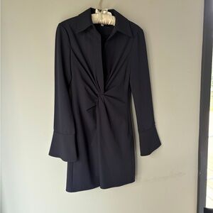 Cinq a Sept Navy Twist-Front Long Sleeve Mini Dress